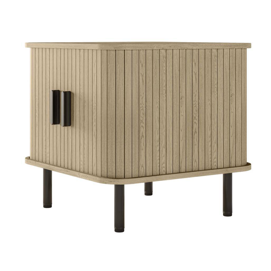 Comodino EPIQUE, arrotondato, doghe, rovere chiaro