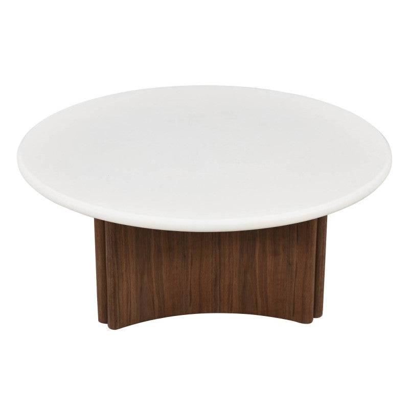 Couchtisch ARLO 80 cm, weiß-Nussbaum