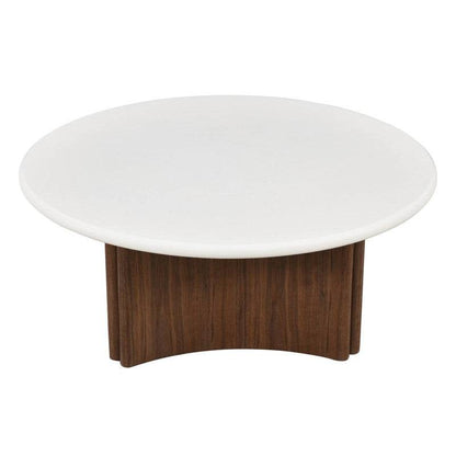 Couchtisch ARLO 80 cm, weiß-Nussbaum