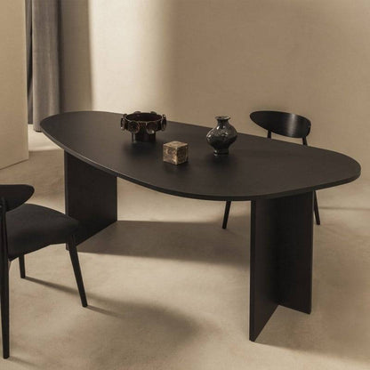 Tisch ZEV 200 cm unregelmäßige Platte, schwarz Holzgestell
