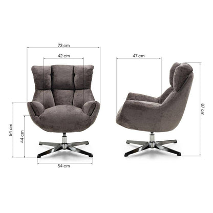 Drehbarer Sessel LUPIN, Taubengrau/verchromte Beine