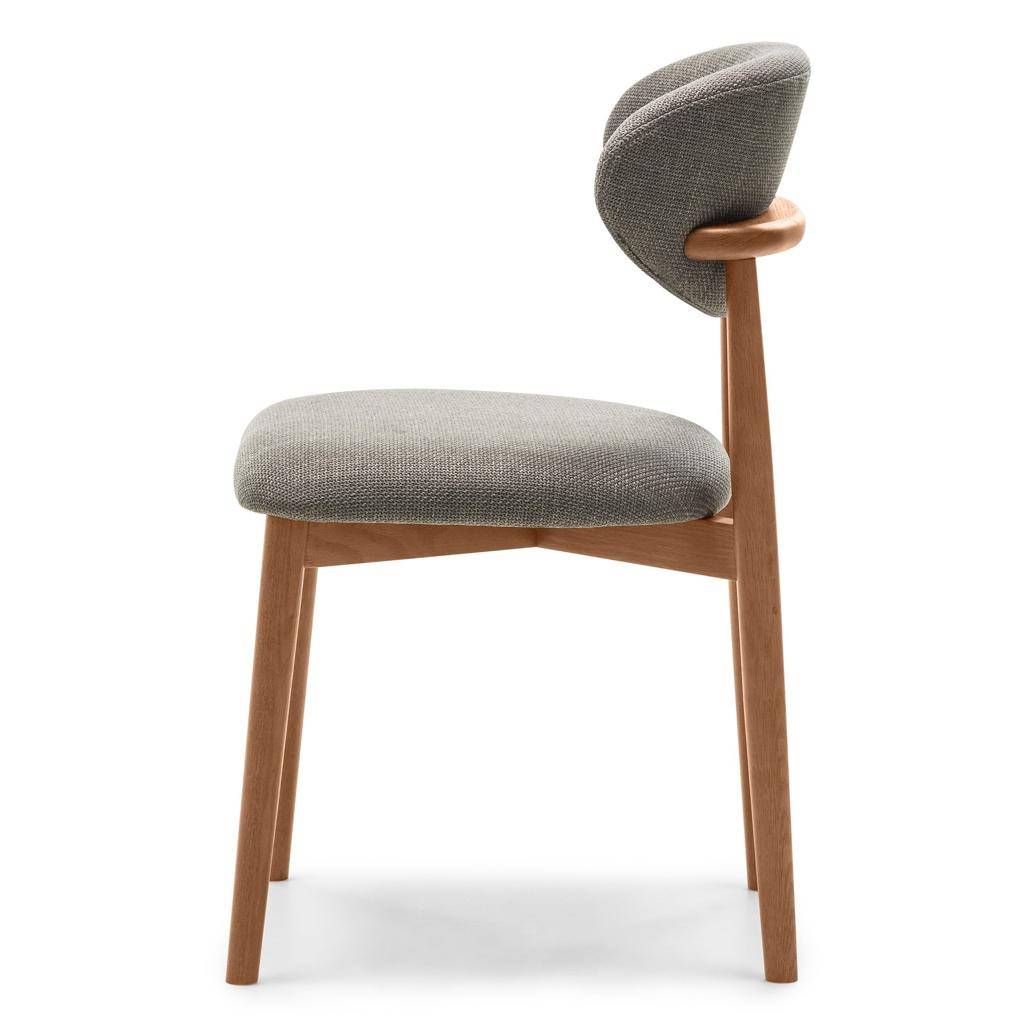 Sedia rivestita MIA, grigio scuro/noce