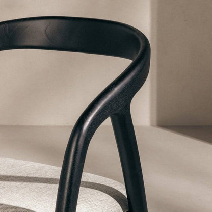 Sedia ONDE, nero/beige chiaro, teak