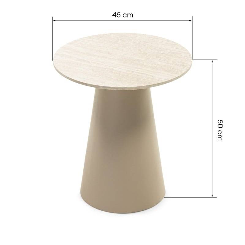 Tavolino da Caffè OREZ, Rotondo 45 cm, Beige