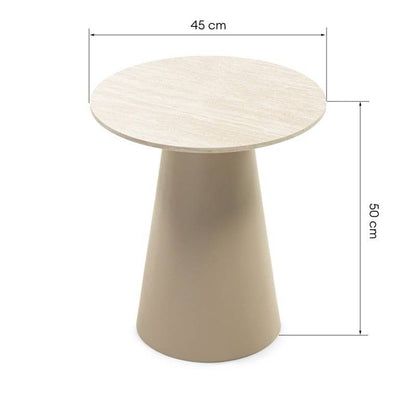 Tavolino da Caffè OREZ, Rotondo 45 cm, Beige