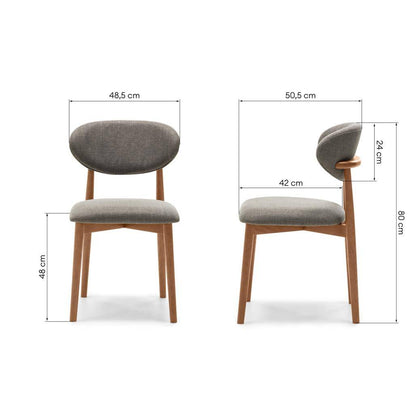 Sedia rivestita MIA, grigio scuro/noce