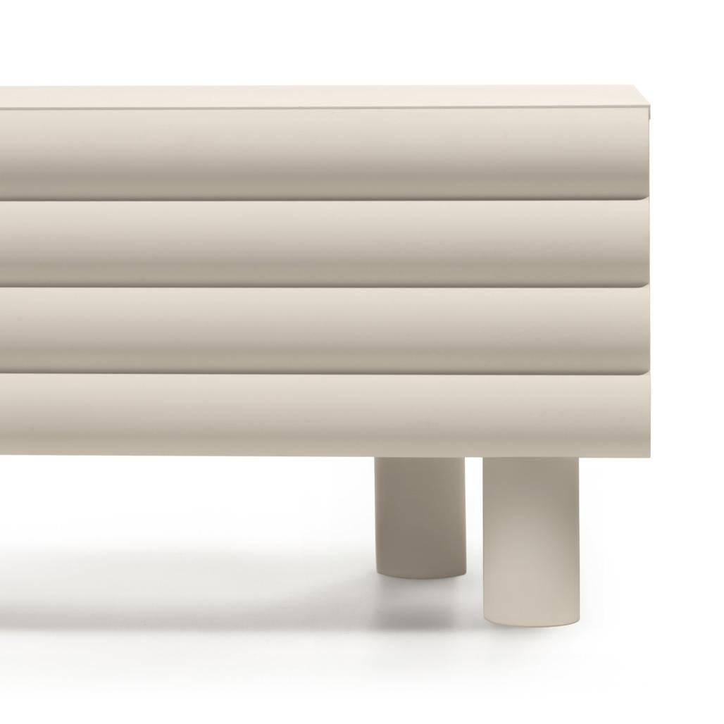 Mobile TV LUEL, righe decorative, beige, forme arrotondate