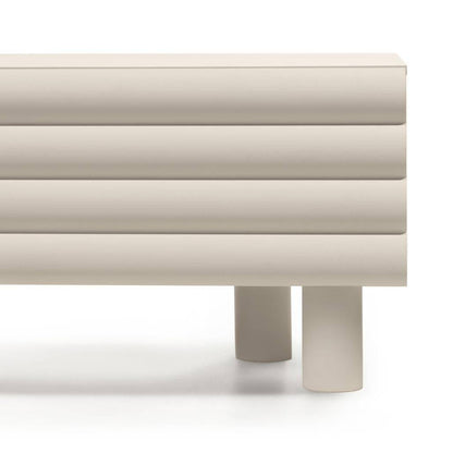 Mobile TV LUEL, righe decorative, beige, forme arrotondate