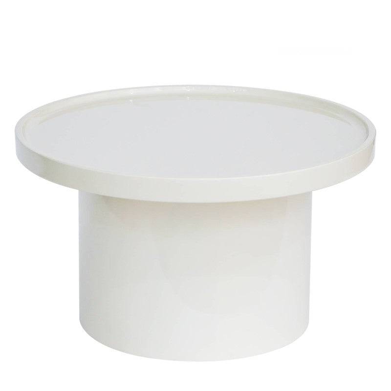 Tavolino CHAN Ø70 cm, bianco, lucido