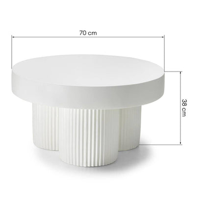Beistelltisch RIGATO 70 cm, rund, weiß, geriffelt