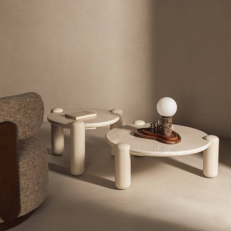 Tavolino da caffè NORREL 86 cm, beige/marmo