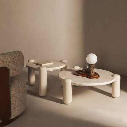 Tavolino da caffè NORREL 86 cm, beige/marmo