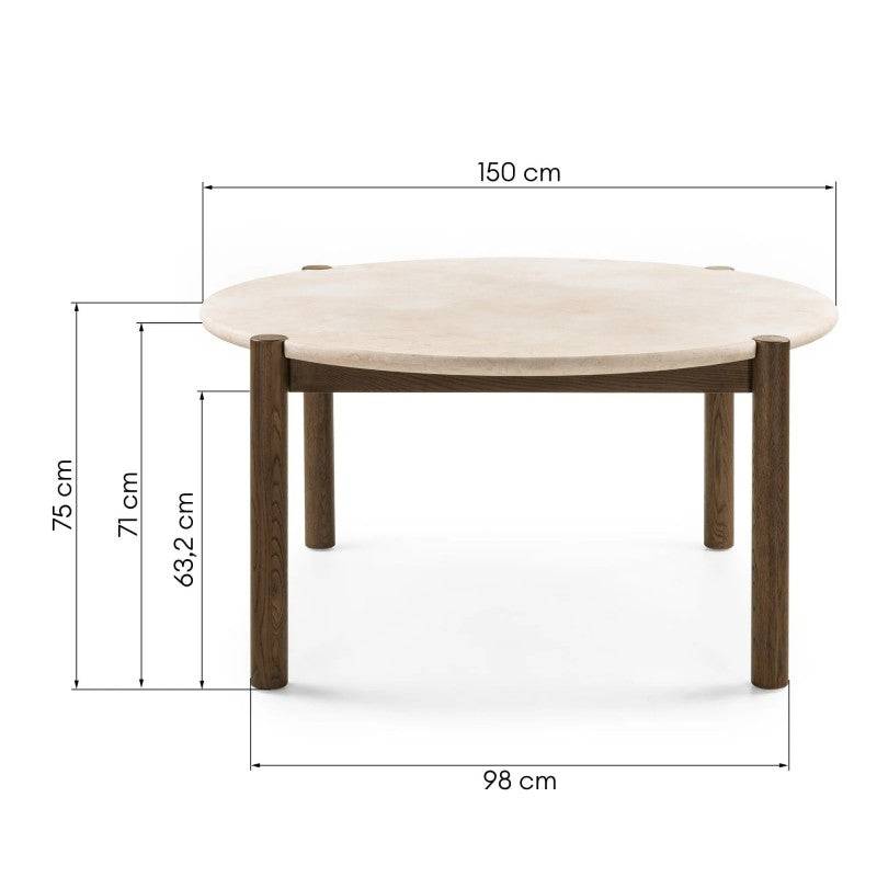 Tavolo da pranzo MOCHA 150 cm, rotondo, quercia moka/marmo