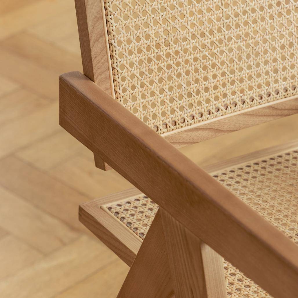 Sedia RENE in legno con intreccio viennese, rattan naturale