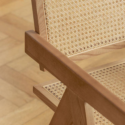 Sedia RENE in legno con intreccio viennese, rattan naturale