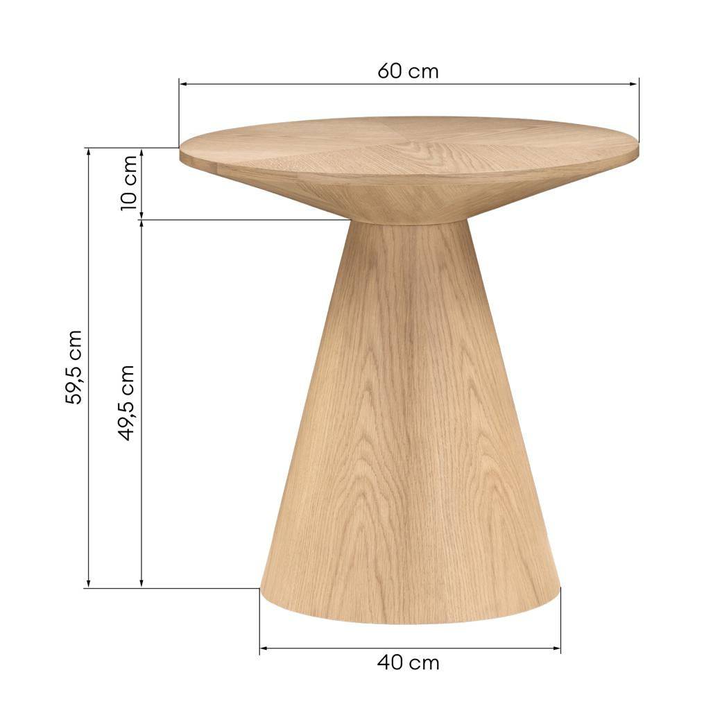 Tavolino laterale ORB, 60 cm, rotondo, quercia