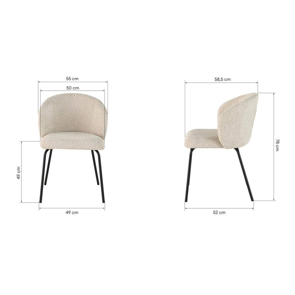 Esszimmerstuhl LUEUR, beige, schwarze Beine