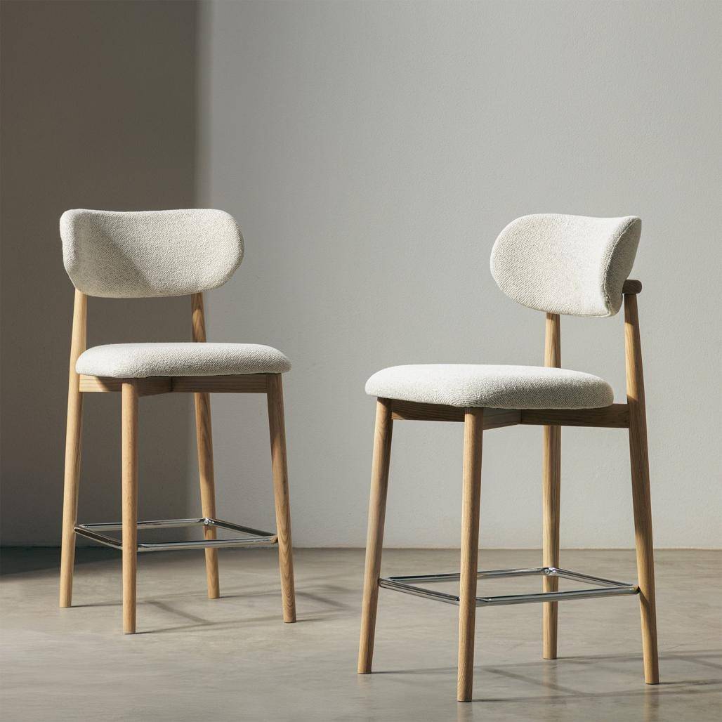 Hocker MIA, cremefarben, Eiche