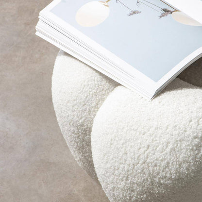 Pouf PERLE, Bianco Bouclé, Forme Arrotondate