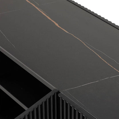 TV-Möbel NOIR schwarz mit gerillter Oberfläche