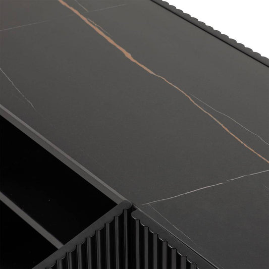 TV-Möbel NOIR schwarz mit gerillter Oberfläche