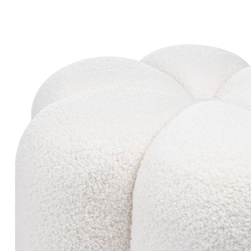 Pouf FLORI bezogen mit weißem Bouclé