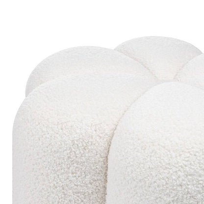Pouf FLORI bezogen mit weißem Bouclé