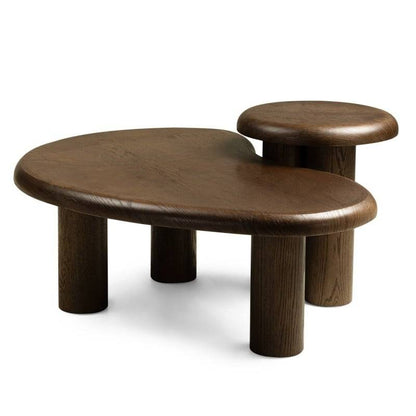 Set di tavolini WALNUT rovere scuro forme arrotondate