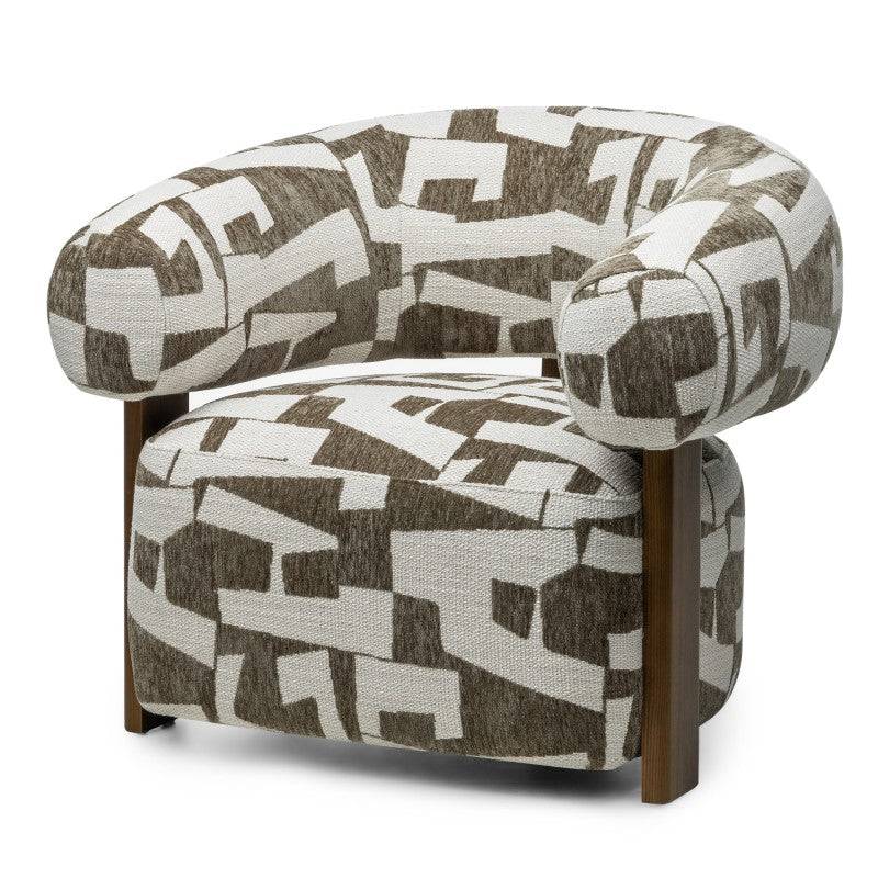 Sessel ANNABEL, olive-creme/nussbaum, abgerundete Formen