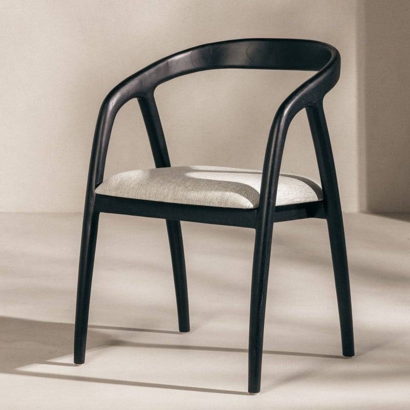 Sedia ONDE, nero/beige chiaro, teak