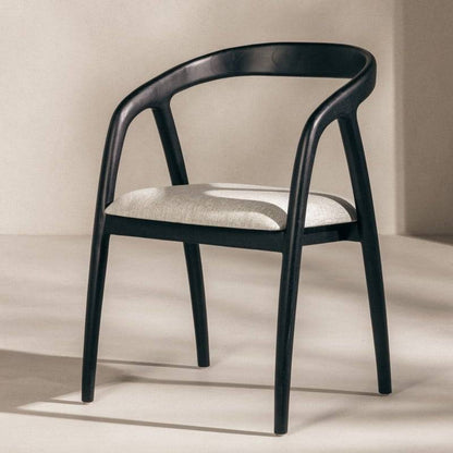 Sedia ONDE, nero/beige chiaro, teak