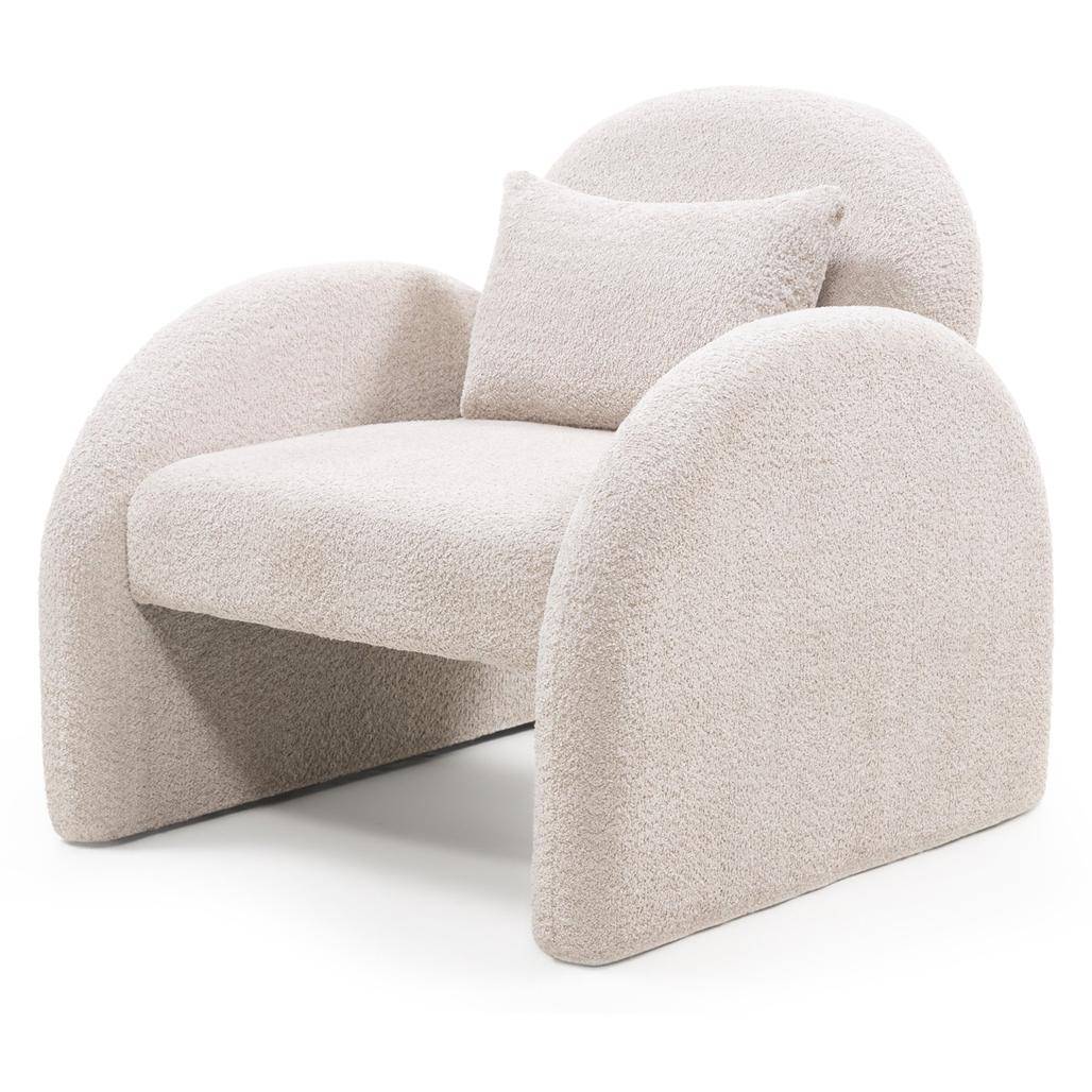 Poltrona Relax JADA, Beige Chiaro, Forma Arrotondata
