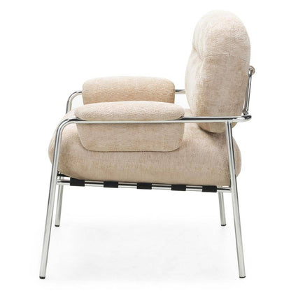 Poltrona MOYA beige con struttura cromata