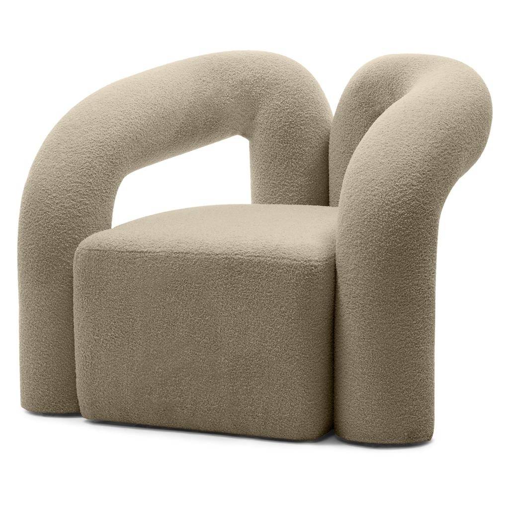Poltrona imbottita SELLEL, marrone, bouclé