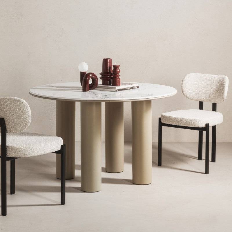 BEJRO Tavolo da Pranzo 120 cm Rotondo Beige Scuro