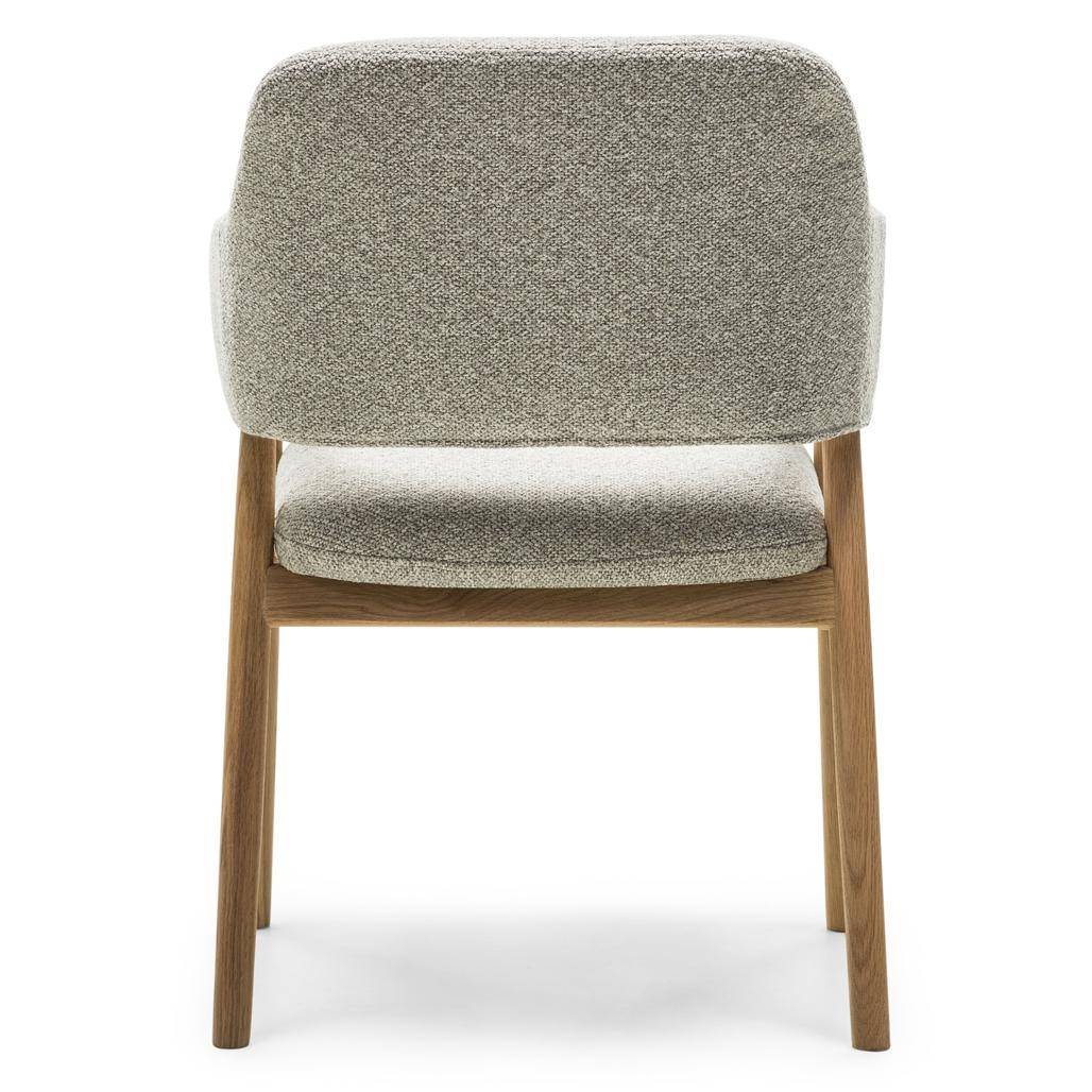 Sedia imbottita LORA, grigio chiaro, bouclé/quercia