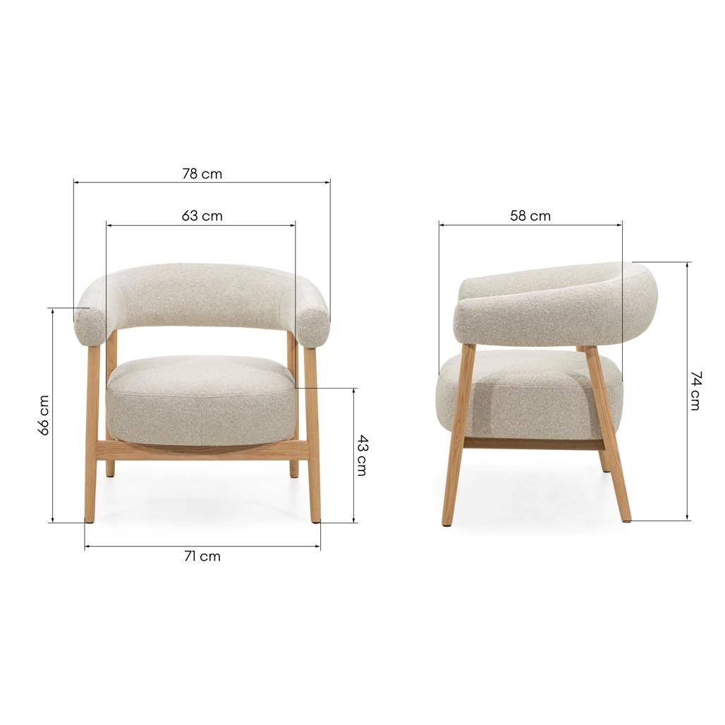 Sessel MUE hellbeige mit Eichenholz