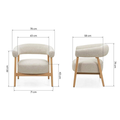 Sessel MUE hellbeige mit Eichenholz