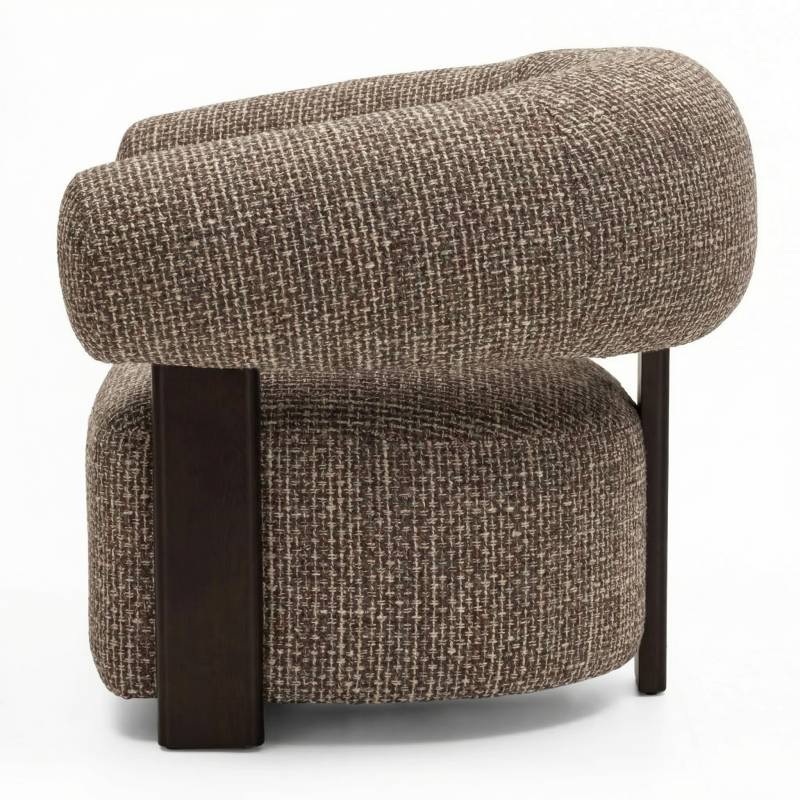 Poltrona lounge MARBELLO, forme arrotondate, marrone-crema/noce