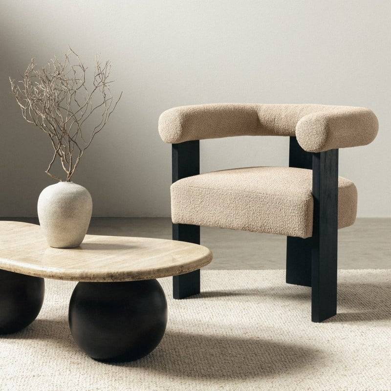 Sedia imbottita MARGARET Beige/Nero
