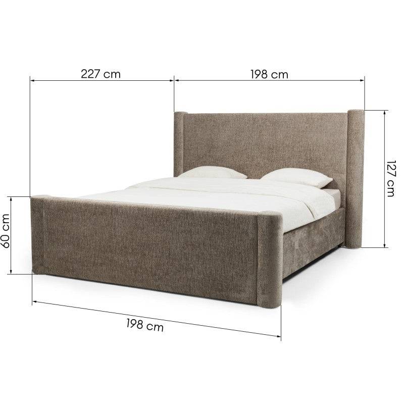 Letto ZENNA imbottito 160x200 cm, beige con contenitore