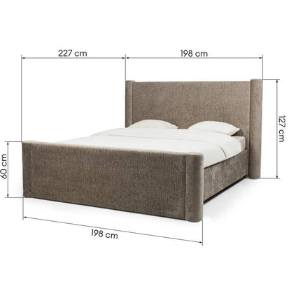 Letto ZENNA imbottito 160x200 cm, beige con contenitore