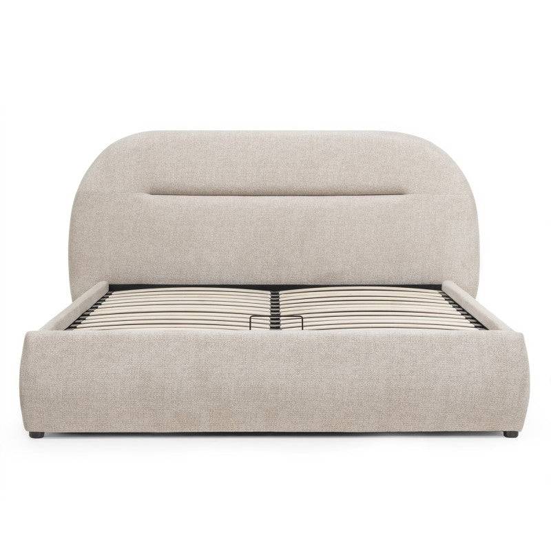 Letto imbottito MALANEL 160x200 cm, beige chiaro, arrotondato