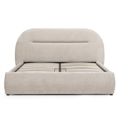 Letto imbottito MALANEL 160x200 cm, beige chiaro, arrotondato