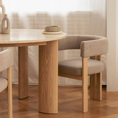 Sedia da Pranzo HARRIS, Legno, Crema Boucle
