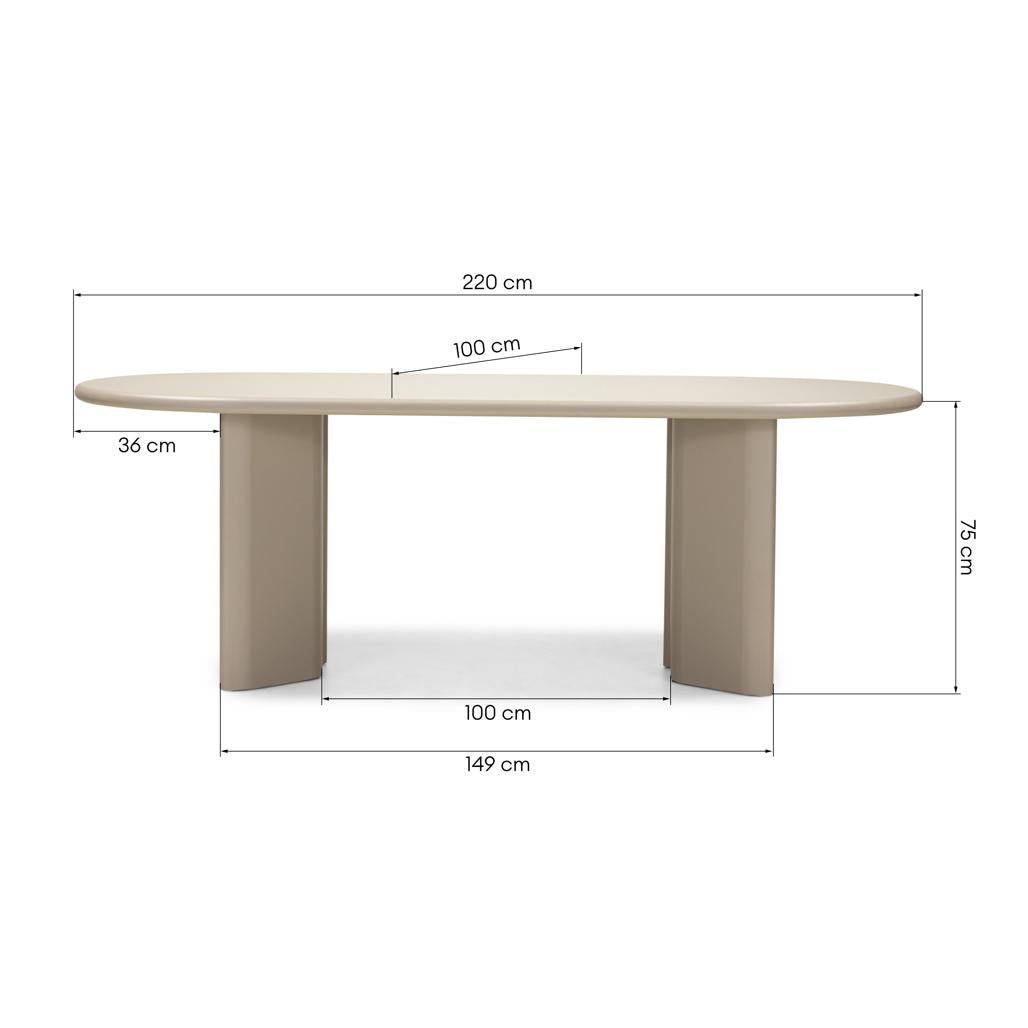 Esstisch LOREN 220 cm, dunkelbeige, oval