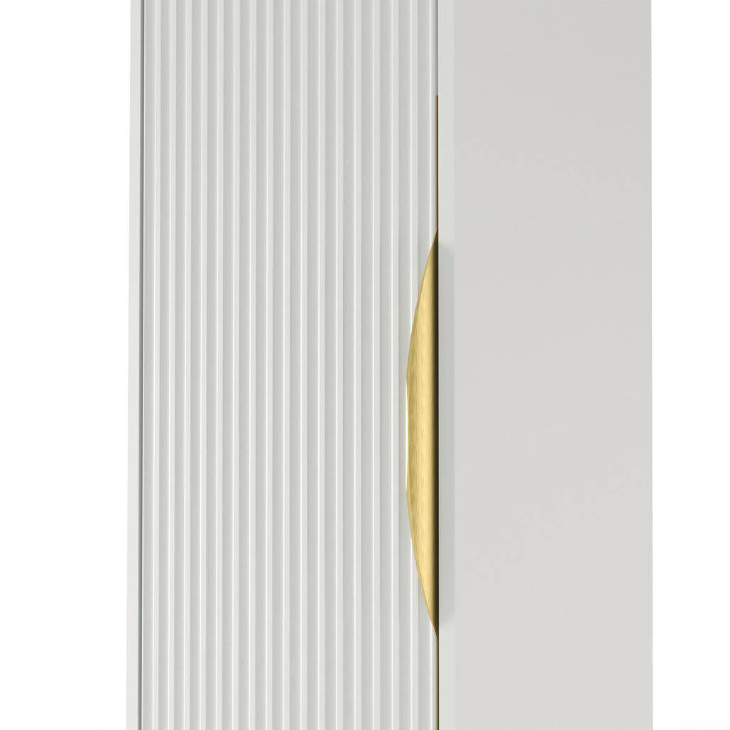 Mobile bagno ANVERS, rigato, maniglia oro, bianco