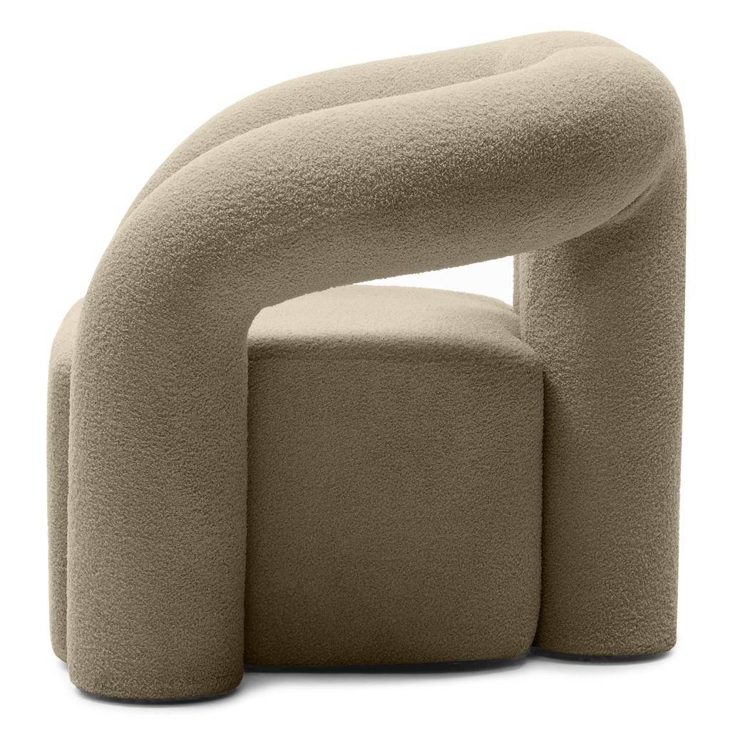 Poltrona imbottita SELLEL, marrone, bouclé