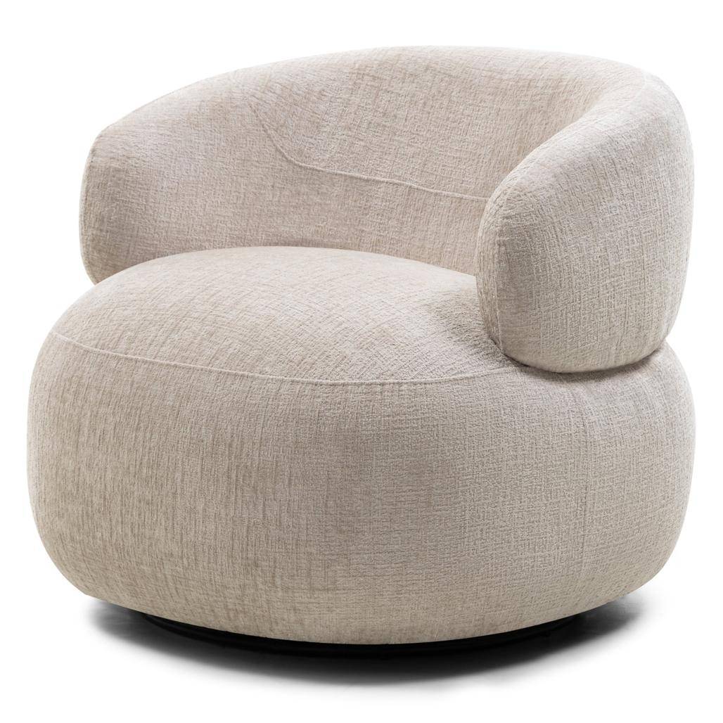 Drehbarer Sessel ORIEL, hellbeige, abgerundete Formen