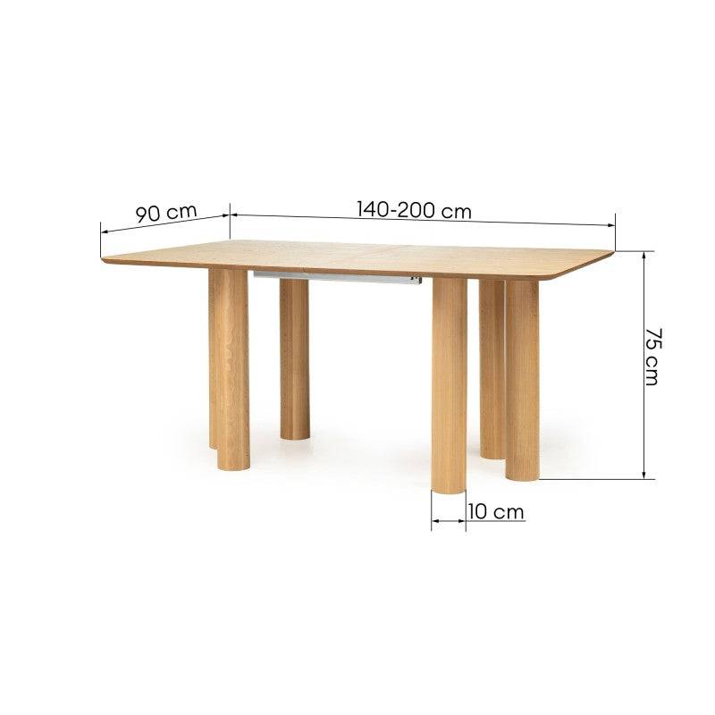 Ausziehbarer Tisch LOALOA 140-200 cm, Wildeiche Natur